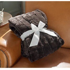 Dennis Basso Solid Pelted Faux Fur Throw Brown